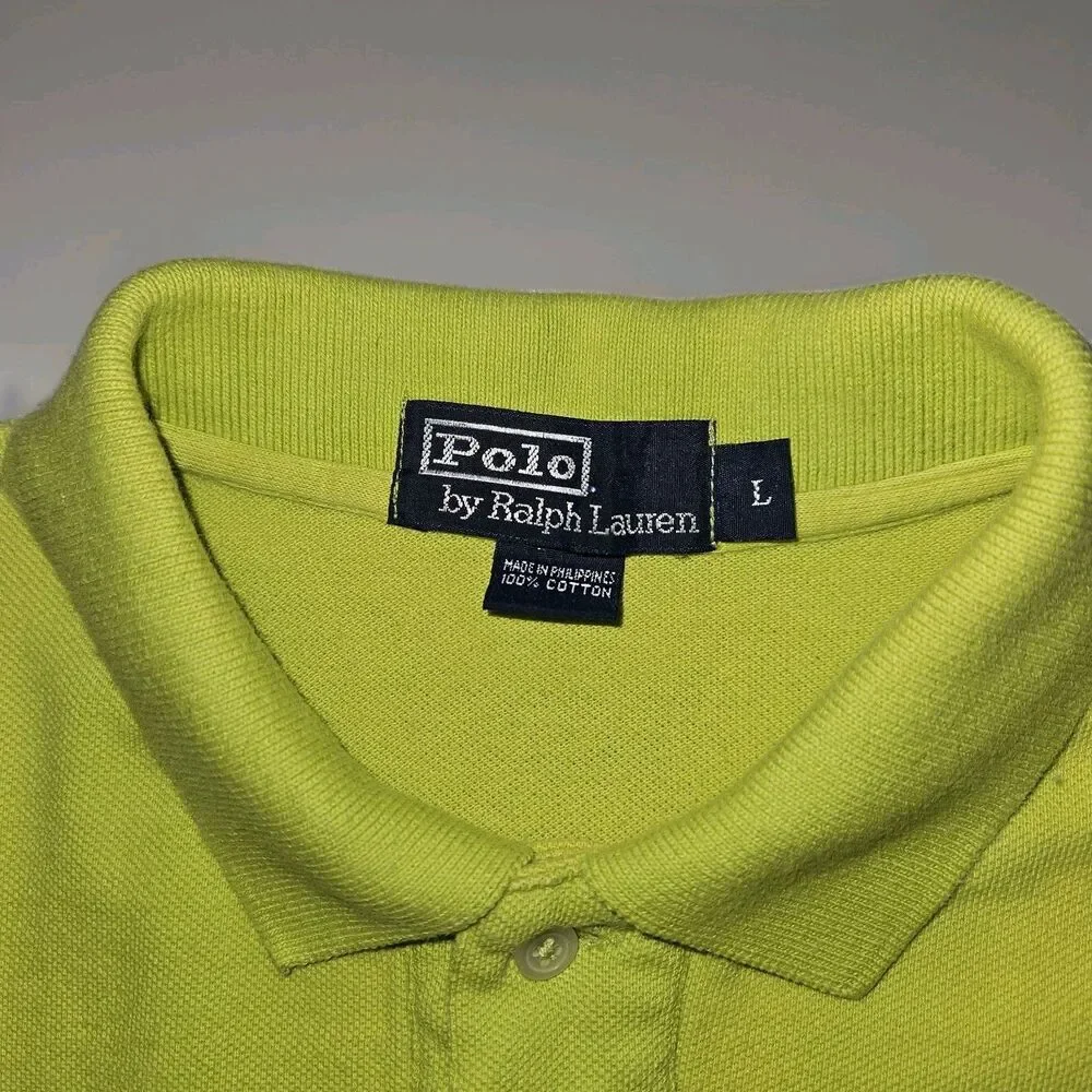 Polo Ralph Lauren Vtg Lime Green Preppy Golf Tennis Lg Vhtf